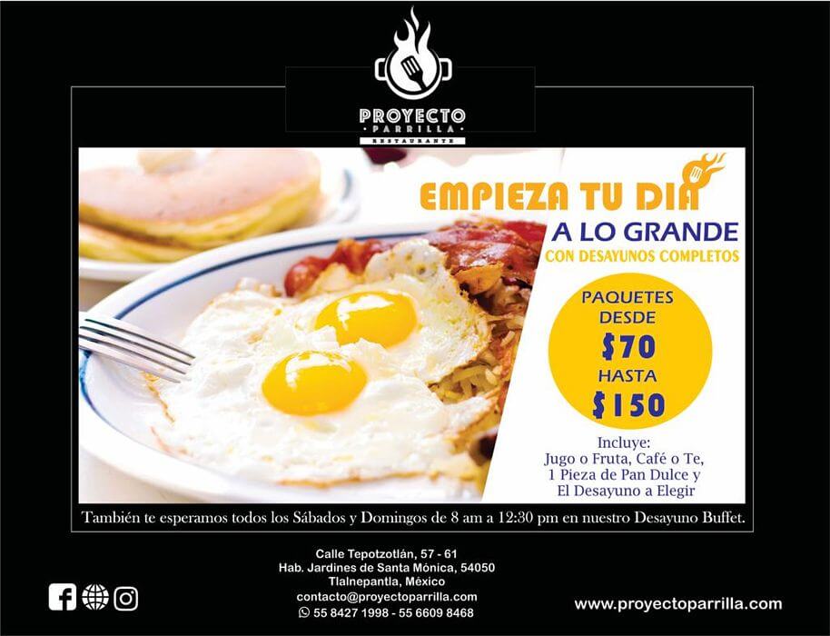 Desayunos completos en Proyecto Parrilla Restaurante - Proyecto Parrilla